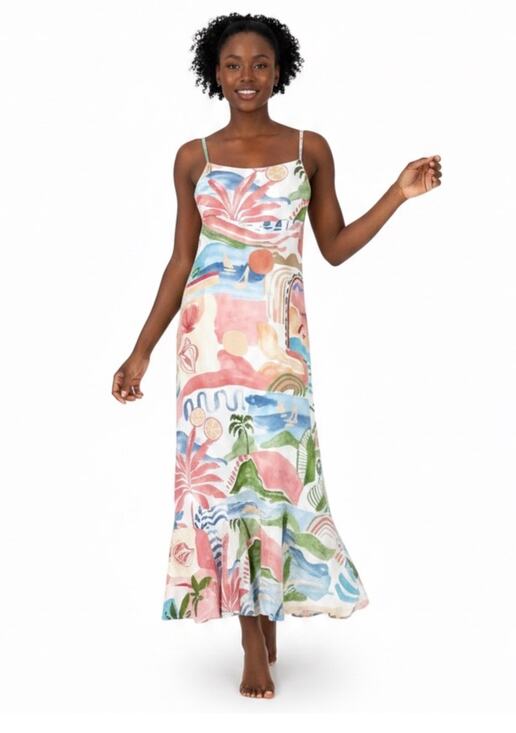 Paper Heart Dresses & Skirts - Paper Heart Maxi Dress Women’s XS Island Tropical Print Cut Out Ruffle Hem NWT